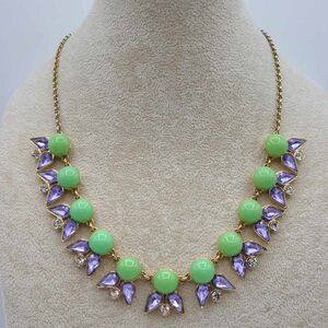 J Crew Aqua Resin Beads with Purple and Clear Crystal Necklace  NWOT!  NEW!